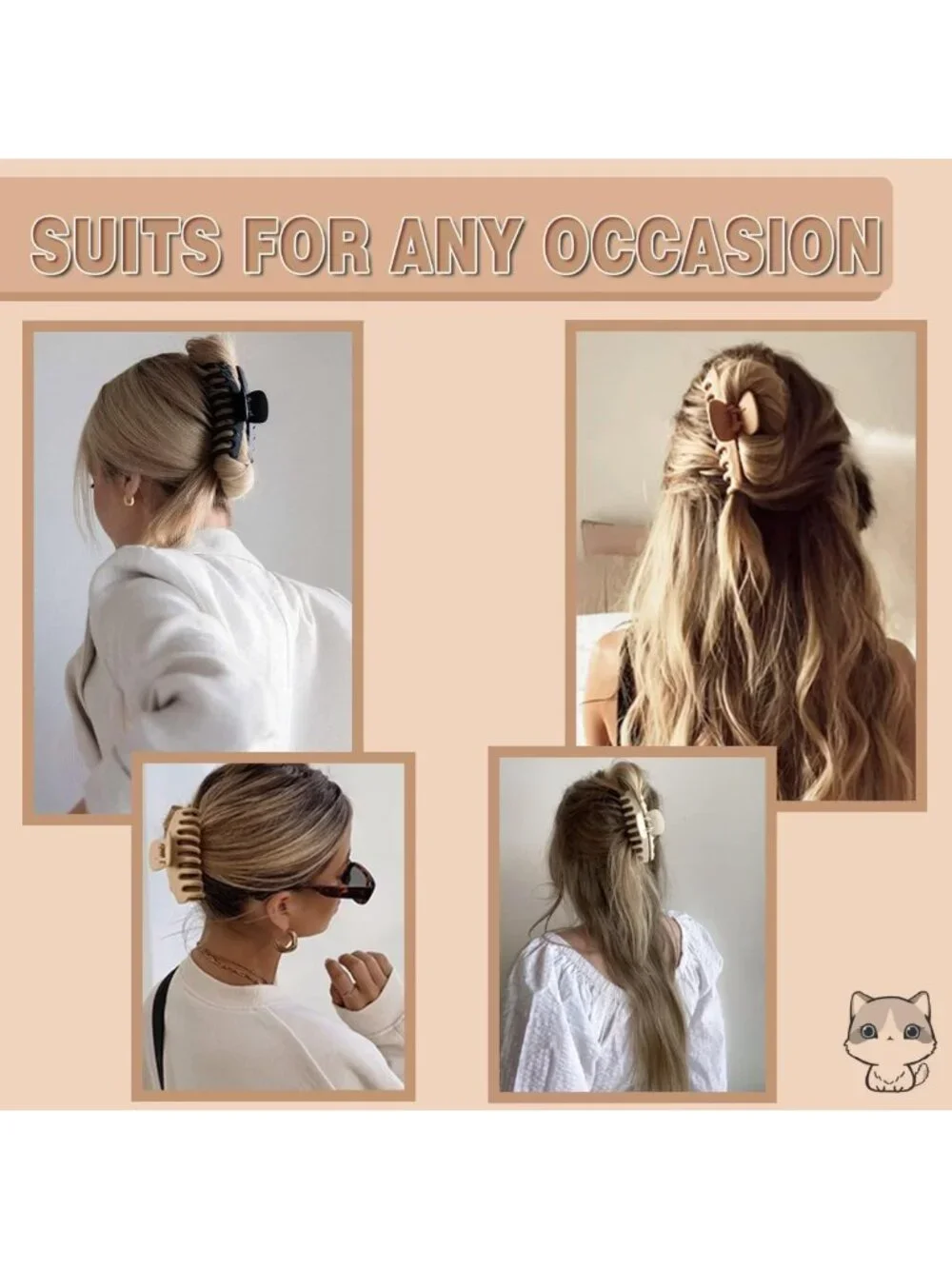 16 PCS Large Matte Claw Hair Clips for Women & Girls - Strong Hold, 90's Vintage
